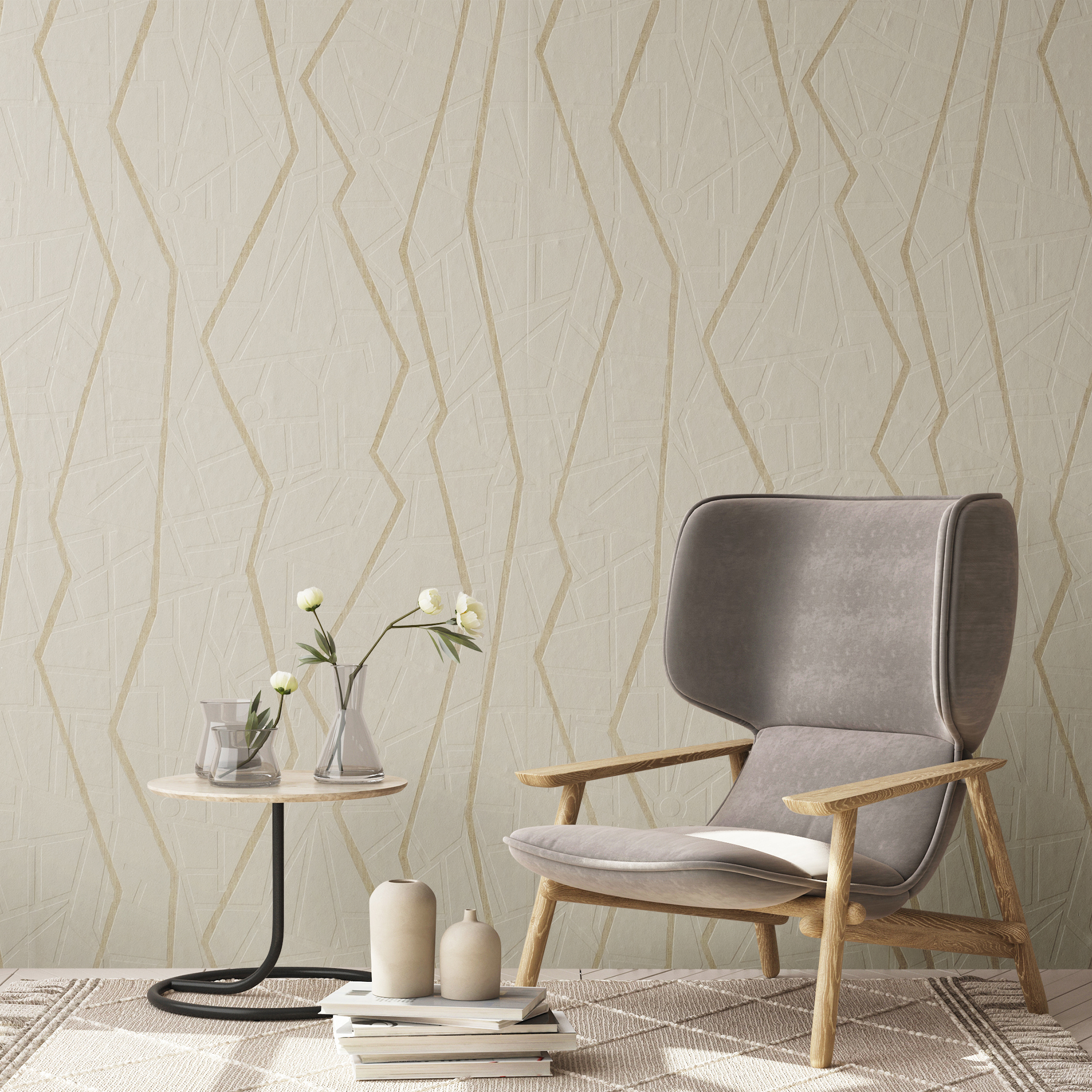 Healthy living wallpaper with a zigzag pattern and glossy effects |  Hohenberger